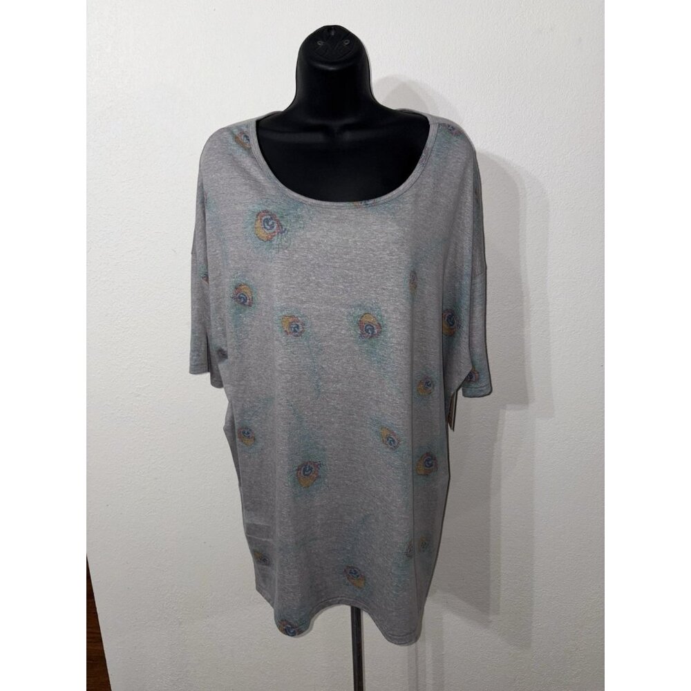 Lularoe Tunic Top Women Size XL Stretch Short Sleeves High Low Hem Gray